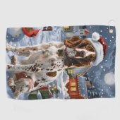 English Setter Winter Wonderland Christmas Joy Golfhandtuch (Horizontal)