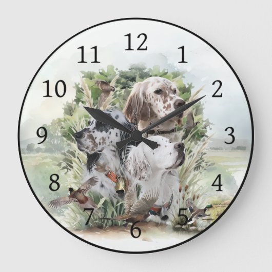 English Setters Große Wanduhr (Vorderseite)