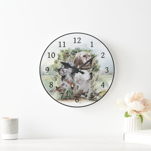 English Setters Große Wanduhr (Zuhause)