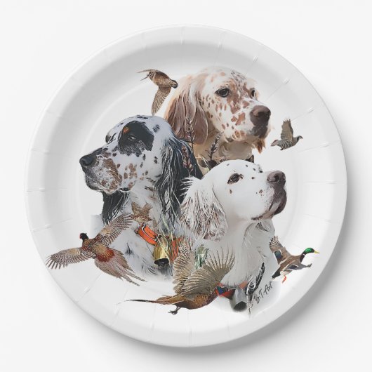 English Setters Pappteller (Vorderseite)