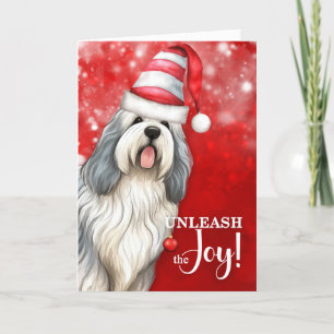 English Sheepdog entleash the JoChristmas Feiertagskarte