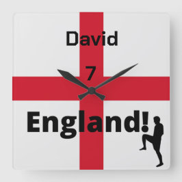 English Soccer Player anpassbar Quadratische Wanduhr