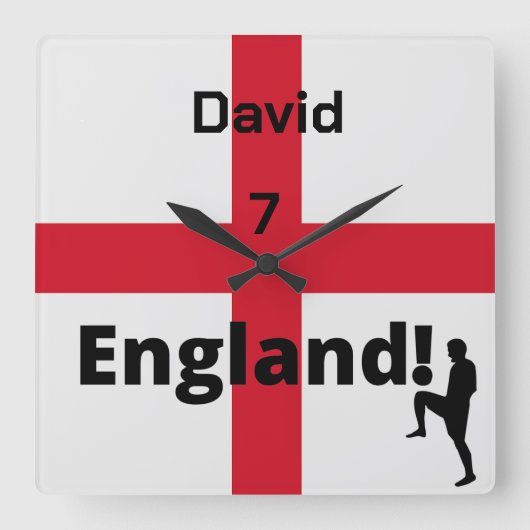 English Soccer Player anpassbar Quadratische Wanduhr (Vorderseite)