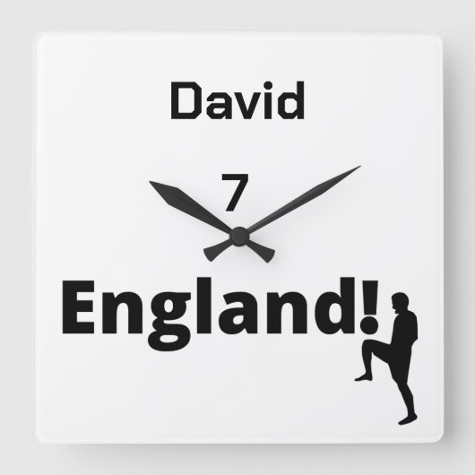 English Soccer Player anpassbar Quadratische Wanduhr (Vorderseite)