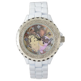 English Spot Bunny mit Vintagen Lace Blume Armbanduhr