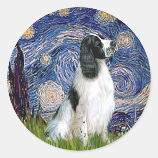 English Springer 7 - Starry Night Runder Aufkleber (Vorderseite)