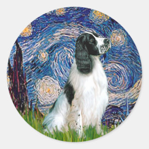 English Springer 7 - Starry Night Runder Aufkleber