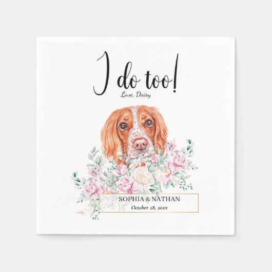 English Springer Dog Wedding Cocktail Napkins Serviette (Vorderseite)