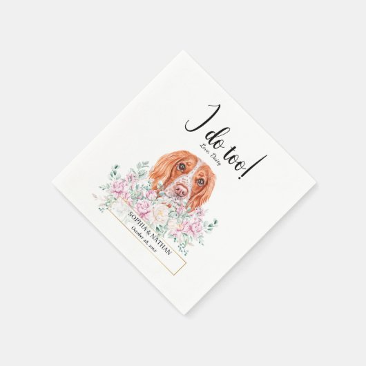 English Springer Dog Wedding Cocktail Napkins Serviette (Ecke)
