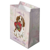 English Springer Heart Mama Mittlere Geschenktüte (Vorderseite Schrägansicht)