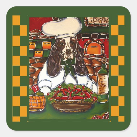 ENGLISH SPRINGER QUADRATISCHER AUFKLEBER (Vorderseite)