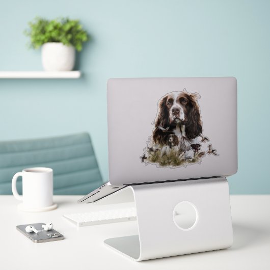 English Springer Spanel Aufkleber (Laptop auf Schreibtisch)