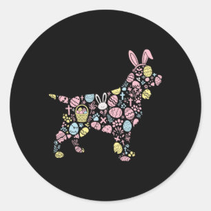 English Springer spanel Bunny Easter Egg Oster D Runder Aufkleber