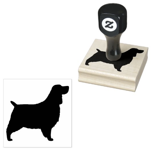 English Springer Spanel Dog Breed Silhouette Gummistempel (Stempel)