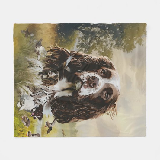 English Springer Spanel Fleecedecke (Vorderseite (Horizontal))
