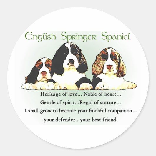 English Springer Spanel Geschenke Runder Aufkleber (Vorderseite)