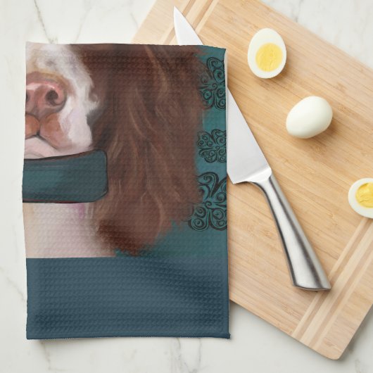 English Springer Spanel Geschirrtuch (Viertel Falte)