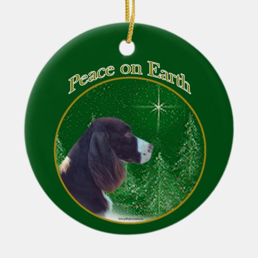 English Springer Spanel (Leber) Peace Keramik Ornament (Vorne)