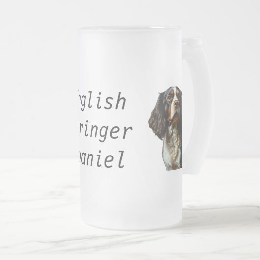 English Springer Spanel Mattglas Bierglas (VorderseiteRechts)