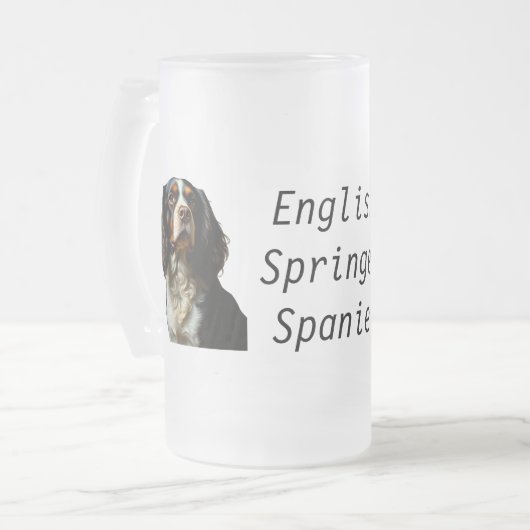 English Springer Spanel Mattglas Bierglas (Vorderseite Links)