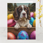 English Springer Spanel Oaster Eggs Karte (Gelbe Blume)