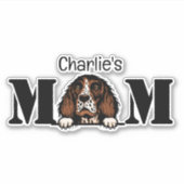 English Springer Spanel Peeking Mama Personalisier Aufkleber (Vorderseite)