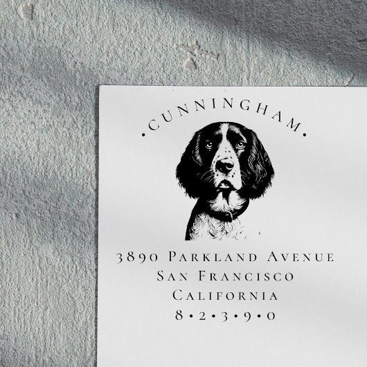 English Springer Spanel Pet Dog Rücksendeadresse Gummistempel