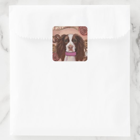 English Springer Spanel Quadratischer Aufkleber (Tasche)