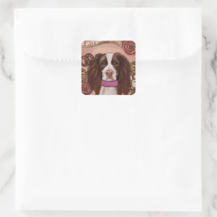 English Springer Spanel Quadratischer Aufkleber