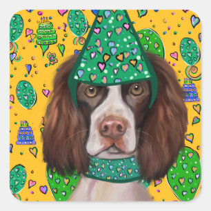 English Springer Spanel Quadratischer Aufkleber