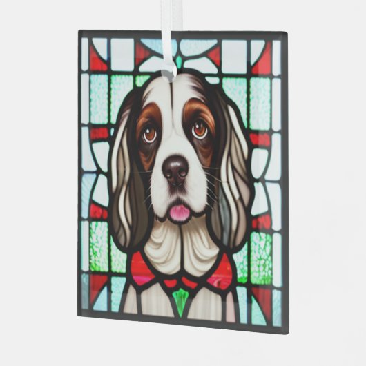 English Springer Spanel "Stains Glass" Ornament Aus Glas (Vorderseite links)
