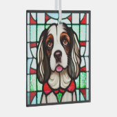 English Springer Spanel "Stains Glass" Ornament Aus Glas (Vorderseite Rechts)