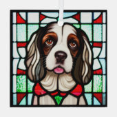 English Springer Spanel "Stains Glass" Ornament Aus Glas (Rückseite)
