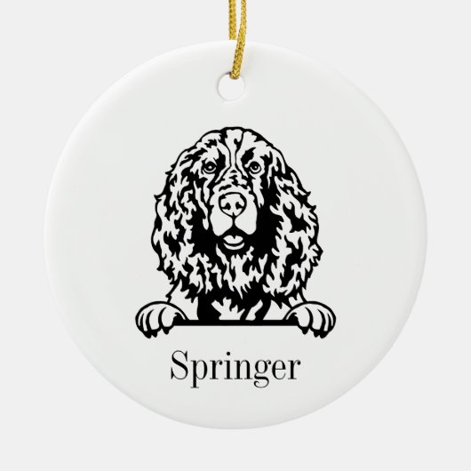 English Springer Spaner Hundeverzierung Keramik Ornament (Vorne)