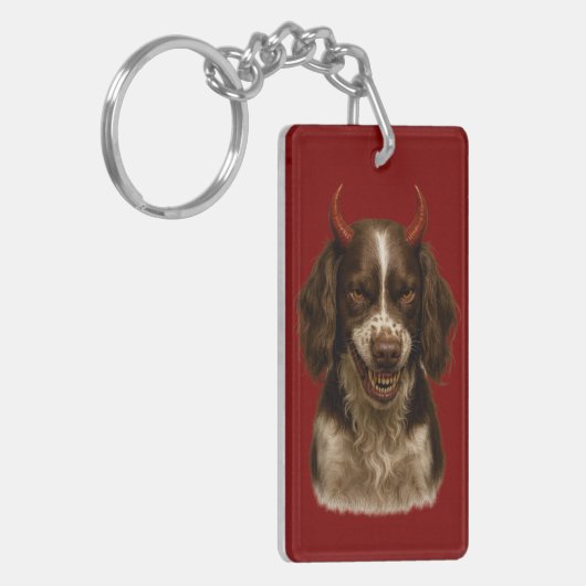 English Springer Spaniel Angel / Devil keychain Schlüsselanhänger (Vorderseite links)