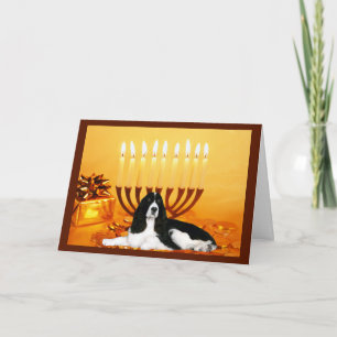 English Springer Spaniel Chanukah Card Menorah Feiertagskarte