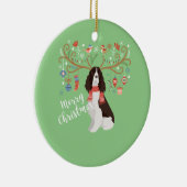 English Springer Spaniel Christmas Reindeer Dog Keramik Ornament (Rechts)