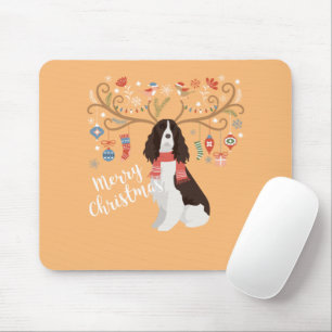 English Springer Spaniel Christmas Reindeer Dog Mousepad