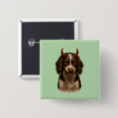 English Springer Spaniel, der teuflisch aussieht, Button (Vorne & Hinten)