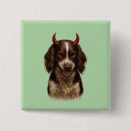 English Springer Spaniel, der teuflisch aussieht, Button (Vorderseite)