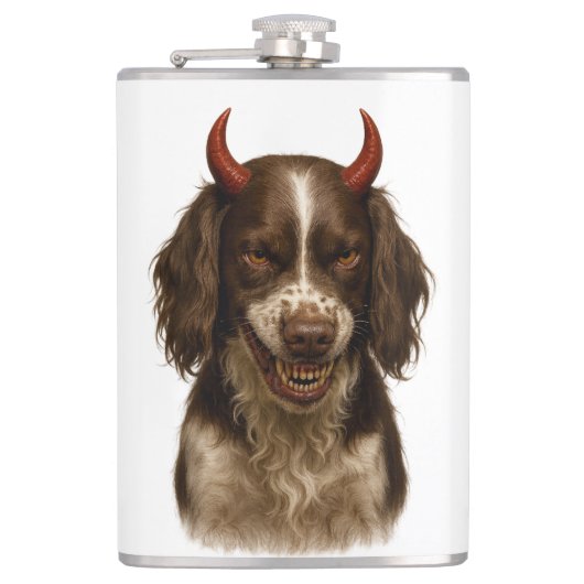 English Springer Spaniel Devil Hip Flask Flachmann (Vorderseite)