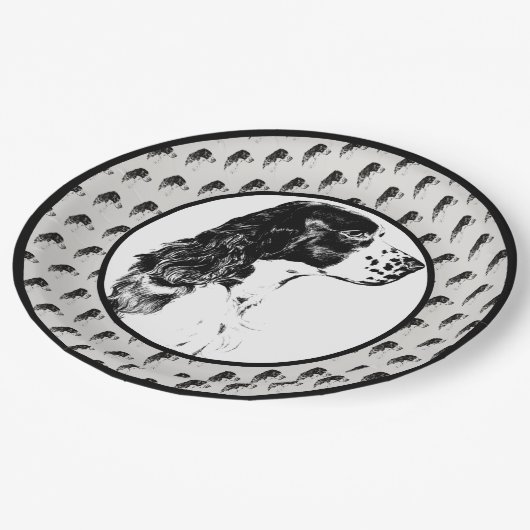 English Springer Spaniel Dog Art Party Pappteller (Schrägansicht)