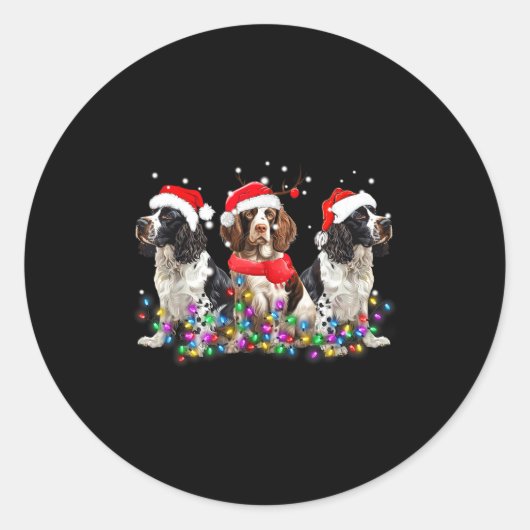English Springer Spaniel Dog Christmas Matching Fa Runder Aufkleber (Vorderseite)