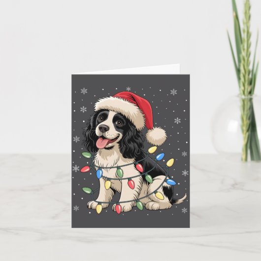 English Springer Spaniel Dog Christmas Tree Lights Karte (Vorderseite)