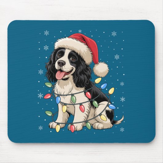 English Springer Spaniel Dog Christmas Tree Lights Mousepad (Vorne)