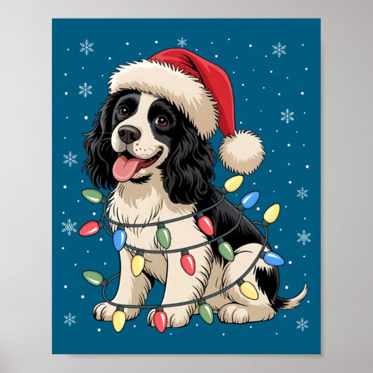 English Springer Spaniel Dog Christmas Tree Lights Poster (Vorne)