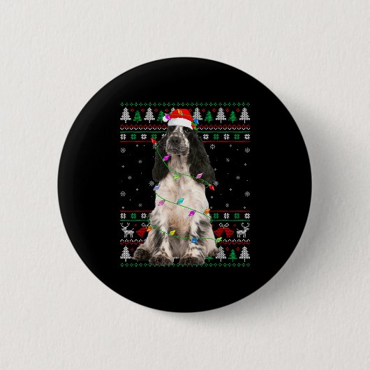 English Springer Spaniel Dog Christmas Ugly Sweate Button (Vorderseite)