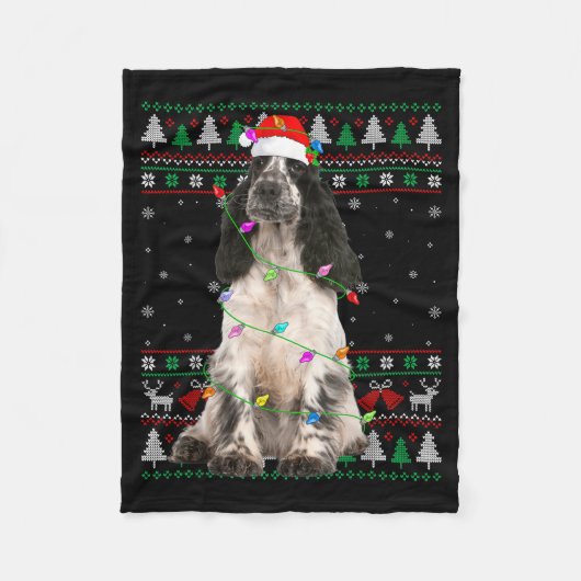 English Springer Spaniel Dog Christmas Ugly Sweate Fleecedecke (Vorderseite)
