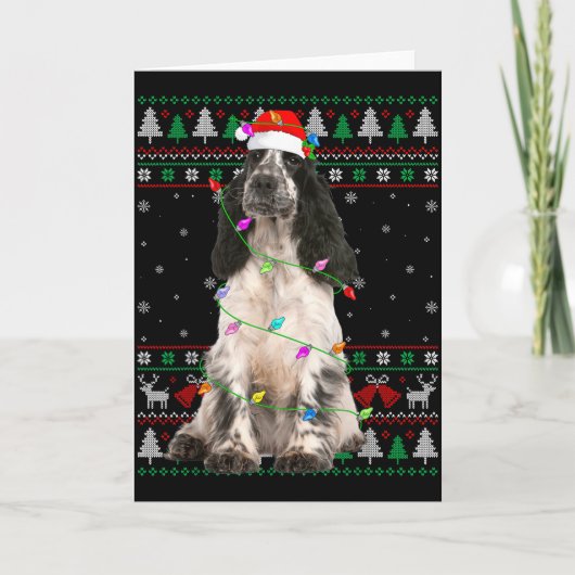 English Springer Spaniel Dog Christmas Ugly Sweate Karte (Vorderseite)