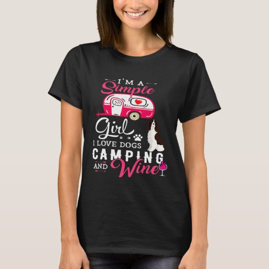English Springer Spaniel Dog Im Simple Girl Campin T-Shirt (Vorderseite)